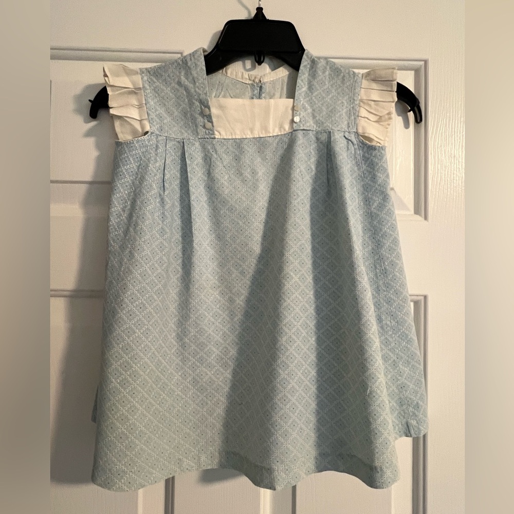 Light Blue Sleeveless Dress with Ruffle Details Vintage